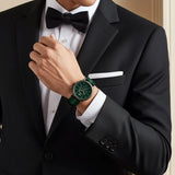 Emporio Armani Luigi XLarge Chronograph Green Dial Green Fabric Strap Watch for Men - AR1950