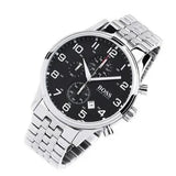 Hugo Boss Aeroliner Chronograph Black Dial Silver Steel Strap Watch For Men - 1512446