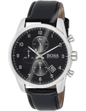 Hugo Boss Skymaster Black Dial Black Leather Strap Watch for Men - 1513782