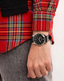 Emporio Armani Lambda Classic Quartz Black Dial Black Leather Strap Watch For Men - AR11020