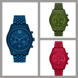 Michael Kors Lexington Chronograph Green Dial Green Steel Strap Watch For Men - MK8790
