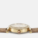 Michael Kors Parker Three Hand Gold Dial Brown Leather Strap Watch For Women - MK2973