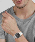Guess Connoisseur Black Dial Silver Steel Strap Watch for Men - GW0265G1