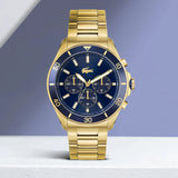Lacoste Tiebreaker Chronograph Blue Dial Gold Steel Strap Watch for Men - 2011151