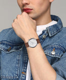 Emporio Armani Luigi Chronograph Silver Dial Brown Leather Strap Watch for Men - AR1846