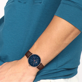 Lacoste Club Blue Dial Brown Leather Strap Watch for Men - 2011141