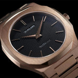 D1 Milano Ultra Thin Black Dial Gold Steel Strap Watch for Men  - D1-UTBJ16