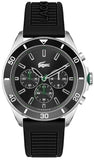 Lacoste Tiebreaker Chronograph Black Dial Black Silicone Strap Watch for Men - 2011152