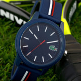 Lacoste 12.12 Blue Dial Two Tone Silicon Strap Watch for Men - 2011070