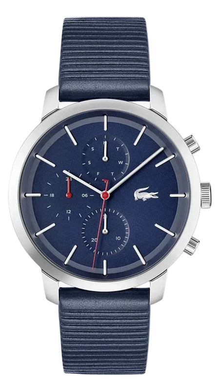 Lacoste Replay Chronograph Blue Dial Blue Leather Strap Watch for Men - 2011176