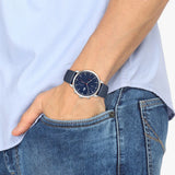 Lacoste Replay Chronograph Blue Dial Blue Leather Strap Watch for Men - 2011176