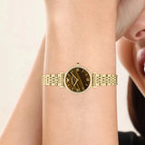 Emporio Armani Gianni T-Bar Brown Dial Gold Steel Strap Watch for Women - AR11703