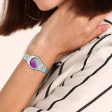 D1 Milano Ultra Thin Solar Sync Purple Dial Silver Steel Strap Watch for Women - D1-UTBL36