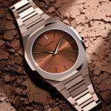 D1 Milano Ultra Thin Brown Dial Gold Steel Strap Watch for Unisex - D1-UTBJ10