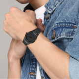 D1 Milano Ultra Thin Shadow Black Dial Black Steel Strap Watch for Men - D1-UTBJSH