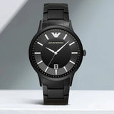Emporio Armani Renato Black Dial Black Steel Strap Watch for Men - AR11184