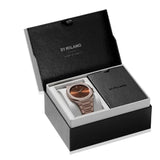 D1 Milano Ultra Thin Brown Dial Gold Steel Strap Watch for Unisex - D1-UTBJ10