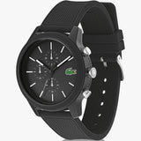 Lacoste 12.12 Chronograph Black Dial Black Silicone Strap Watch for Men - 2010972