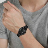 Lacoste 12.12 Chronograph Black Dial Black Silicone Strap Watch for Men - 2010972