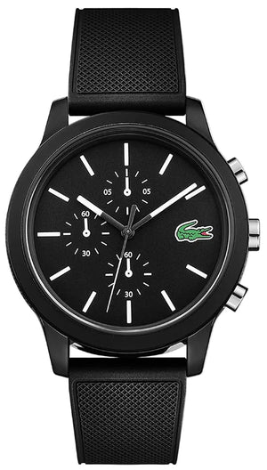 Lacoste 12.12 Chronograph Black Dial Black Silicone Strap Watch for Men - 2010972