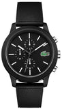 Lacoste 12.12 Chronograph Black Dial Black Silicone Strap Watch for Men - 2010972
