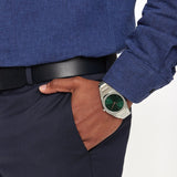 D1 Milano Ultra Thin Green Dial Silver Steel Strap Watch for Men - D1-UTBJ37