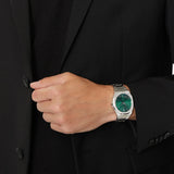 D1 Milano Ultra Thin Green Dial Silver Steel Strap Watch for Men - D1-UTBJ37