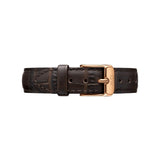 Daniel Wellington Classic Petite York Black Dial Brown Leather Strap Watch For Women - DW00100170