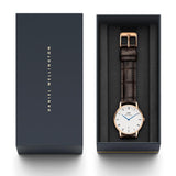 Daniel Wellington Dapper York White Dial Brown Leather Strap Watch For Women - DW00100093