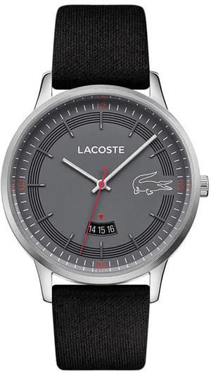 Lacoste Madrid Gray Dial Black Leather Strap Watch for Men - 2011032