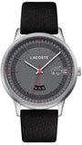 Lacoste Madrid Gray Dial Black Leather Strap Watch for Men - 2011032