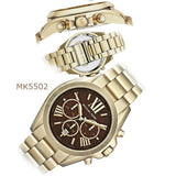 Michael Kors Bradshaw Brown Dial Gold Steel Strap Watch for Women - MK5502