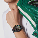 Philipp Plein Skeleton Spectre Black Dial Black Silicone Strap Watch for Men - PWRAA1023