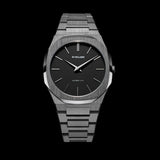 D1 Milano Ultra Thin Re-Gun Black Dial Gray Steel Strap Watch for Men - D1-UTBJ41