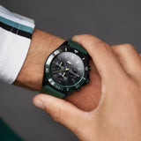 Lacoste Tiebreaker Chronograph Black Dial Green Silicon Strap Watch for Men - 2011153