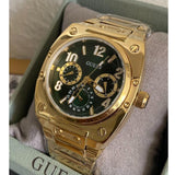 Guess Trend Analog Green Dial Gold Steel Strap Watch For Men - GW0624G2