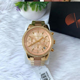 Michael Kors Ritz Chronograph Rose Dial Two Tone Steel Strap Watch for Women - MK6475