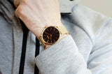 Hugo Boss Horizon Quartz Black Dial Gold Mesh Bracelet Watch For Men - 1513735