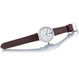 Tommy Hilfiger Damon Quartz White Dial Brown Leather Strap Watch for Men - 1791418