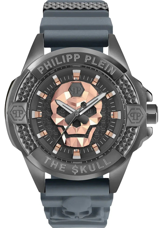 Philipp Plein The Skull Grey Dial Grey Stainless Steel Strap Watch For Men- PWAAA2324