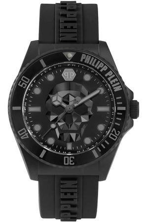 Philipp Plein The $kull Diver Black Dial Black Stainless Steel Strap Watch For Men- PWOAA0922