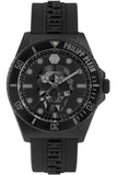 Philipp Plein The $kull Diver Black Dial Black Silicone Strap Watch For Men- PWOAA0922