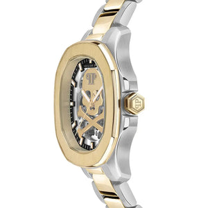 Philipp Plein High-Conic Automatic Gold Dial Silver & Gold Stainless Steel Strap Watch For Men - PWRAA0323