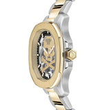 Philipp Plein High-Conic Automatic Gold Dial Silver & Gold Stainless Steel Strap Watch For Men - PWRAA0323