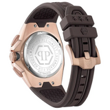 Philipp Plein Octagon Rose Gold Dial Brown Silicone Strap Watch for Men  - PWTBA0223