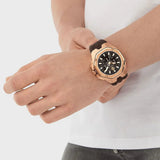 Philipp Plein Octagon Rose Gold Dial Brown Silicone Strap Watch for Men  - PWTBA0223