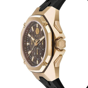 Philipp Plein Hyper Sport Chronograph Gold Dial Black Silicone Strap Watch for Men - PWTBA0423