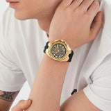 Philipp Plein Hyper Sport Chronograph Gold Dial Black Silicone Strap Watch for Men - PWTBA0423