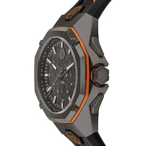 Philipp Plein Octagon Black Grey Black And Orange Silicone Strap Watch for Men - PWTBA0523