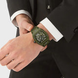 Philipp Plein The Skeleton Green Dial Green Silicone Strap Watch for Men- PWVBA0223
